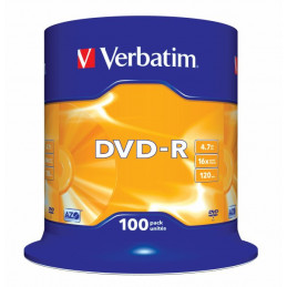 Verbatim DVD-R, 16x, 4,7 GB/120 min, 100-pakkaus spindle,...