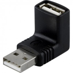 DELTACO sovitin USB-A uros - USB-A naaras kulmaliitin