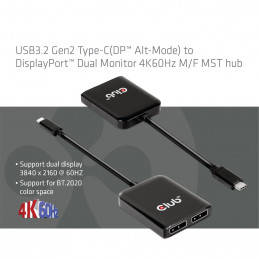 CLUB3D USB3.2 Gen2 Type-C(DP Alt-Mode) to DisplayPort Dual Monitor 4K60Hz M F MST hub