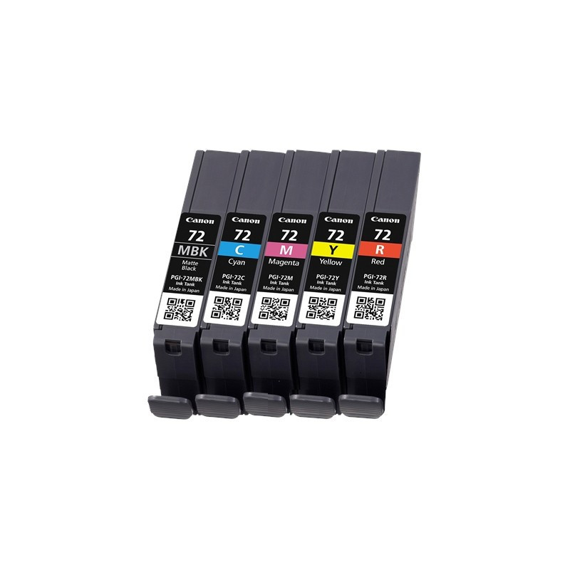 Canon PGI-72 MBK C M Y R mustekasetti 5 kpl Alkuperäinen Perusvärintuotto Syaani, Magenta, Mattamusta, Punainen, Keltainen