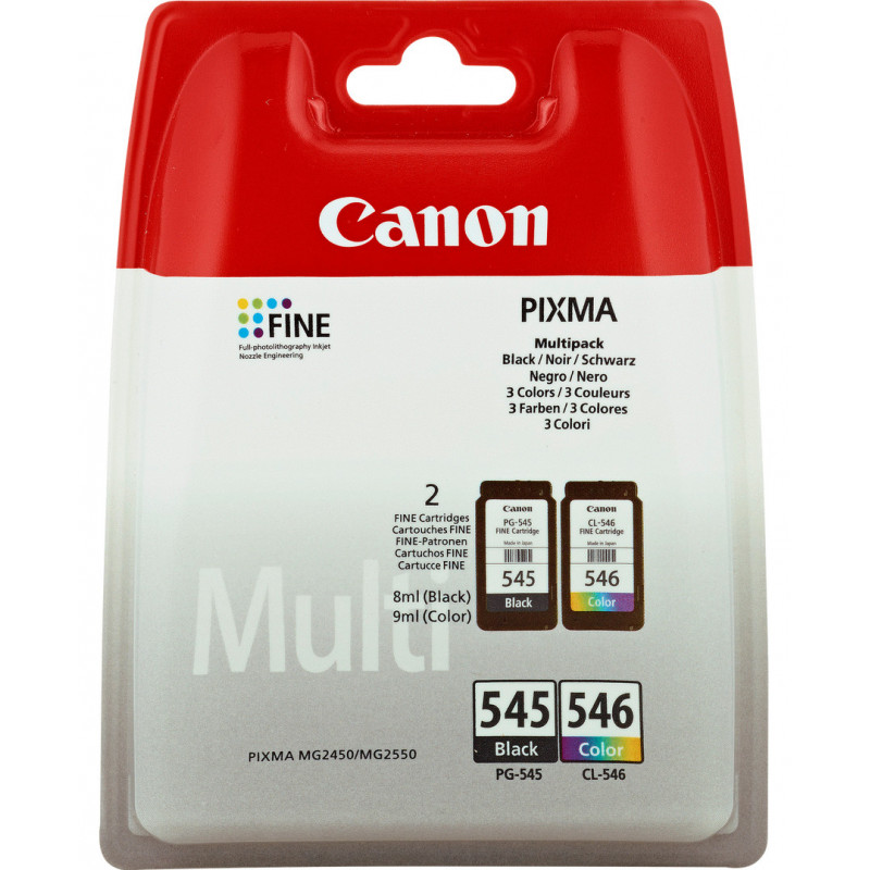 Canon PG-545 CL-546 Multipack mustekasetti 2 kpl Alkuperäinen Musta, Syaani, Magenta, Keltainen