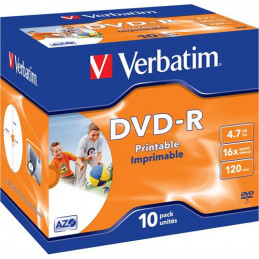 Verbatim DVD-R, 16x, 4,7 GB/120 min, 10-pakkaus, jewel...