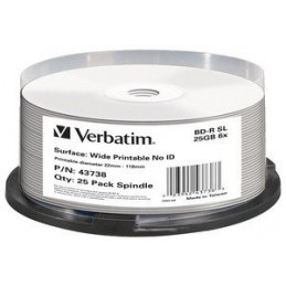 Verbatim BD-R, 6x, 25GB/200min, 25pack spindel, print,...