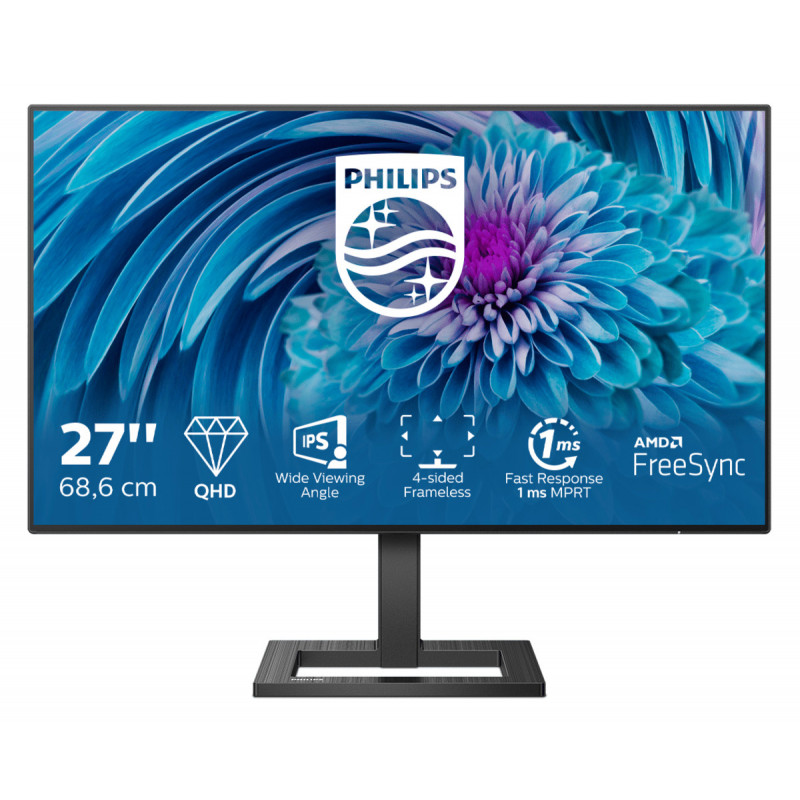 Philips E Line 275E2FAE 00 tietokoneen litteä näyttö 68,6 cm (27") 2560 x 1440 pikseliä 4K Ultra HD LED Musta