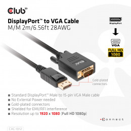 CLUB3D CAC-1012 DisplayPort-kaapeli 2 m Musta