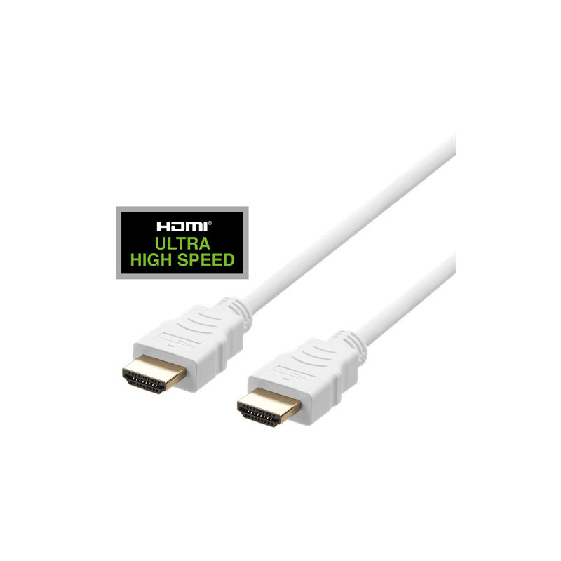 Deltaco HU-20A HDMI-kaapeli 2 m HDMI-tyyppi A (vakio) Valkoinen