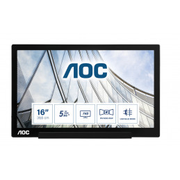 AOC 01 Series I1601FWUX tietokoneen litteä näyttö 39,6 cm (15.6") 1920 x 1080 pikseliä Full HD LED Musta