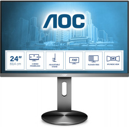 AOC 90 Series I2490PXQU BT tietokoneen litteä näyttö 60,5 cm (23.8") 1920 x 1080 pikseliä Full HD LED Harmaa
