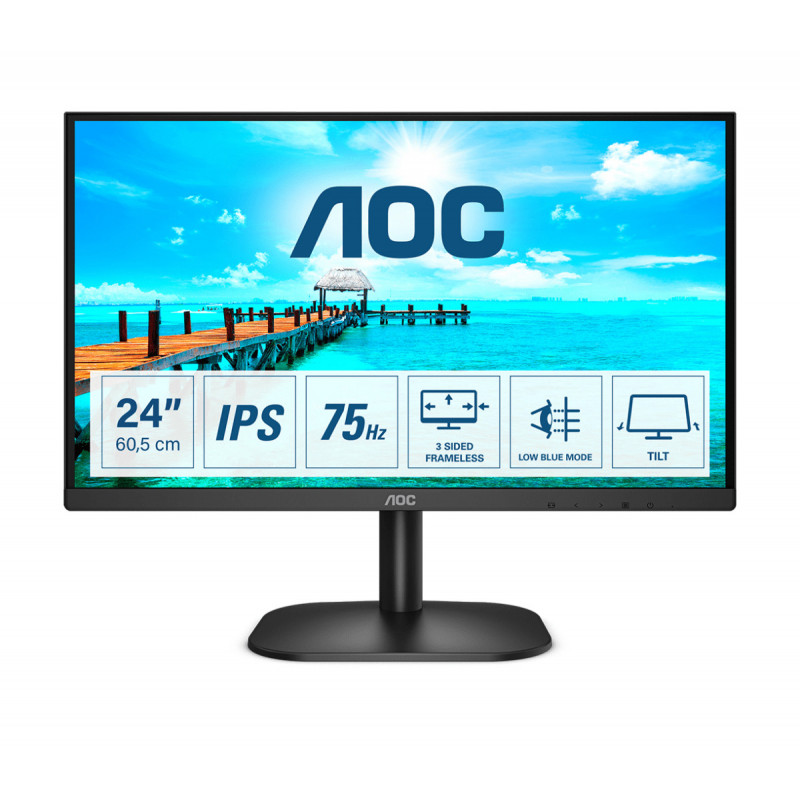 AOC B2 24B2XDA LED display 60,5 cm (23.8") 1920 x 1080 pikseliä Full HD Musta