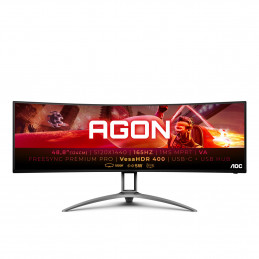 AOC AG493UCX2 tietokoneen litteä näyttö 124,5 cm (49") 5120 x 1440 pikseliä Quad HD LED Musta, Punainen