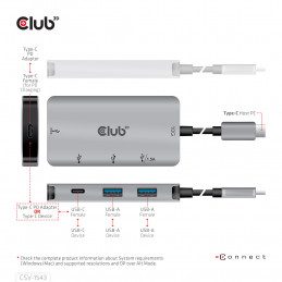 CLUB3D CSV-1543 keskitin 10000 Mbit s