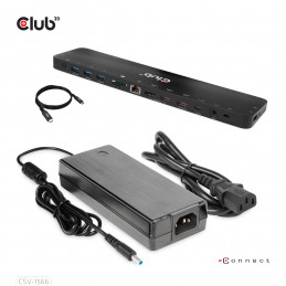 CLUB3D CSV-1566 kannettavien tietokoneiden telakka ja porttitoistin Telakointi USB 3.2 Gen 1 (3.1 Gen 1) Type-C
