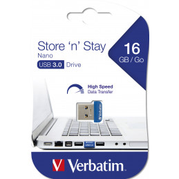 Verbatim Store 'n' Stay Nano USB-muisti 16 GB USB A-tyyppi 2.0 Sininen