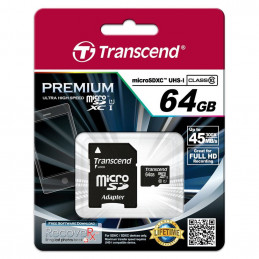 Transcend TS64GUSDU1 muistikortti 64 GB MicroSDXC MLC Luokka 10