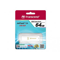 Transcend JetFlash 730 64GB USB 3.0 USB-muisti USB A-tyyppi 3.2 Gen 1 (3.1 Gen 1) Valkoinen