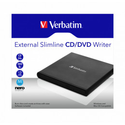Verbatim External Slimline CD DVD Writer levyasemat DVD±RW Musta
