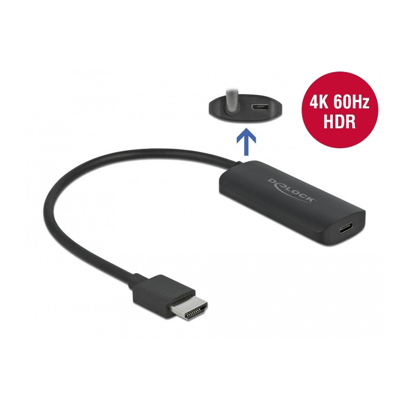 DeLOCK 63251 videokaapeli-adapteri HDMI-tyyppi A (vakio) USB Type-C Musta