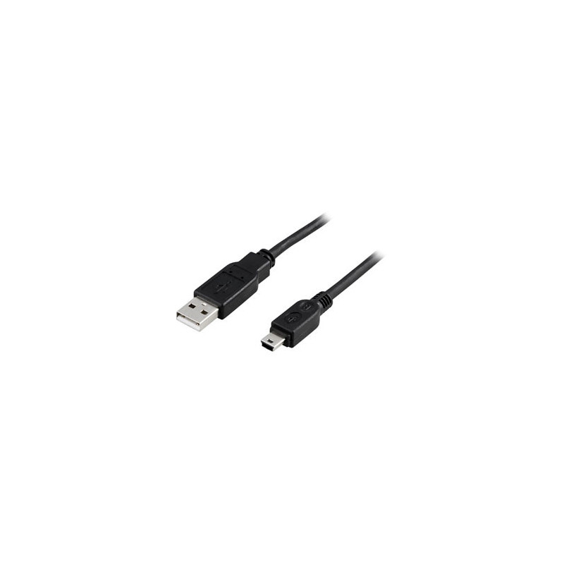 Deltaco USB 2.0 Cable A mini B, 1m USB-kaapeli USB A Mini-USB B Musta