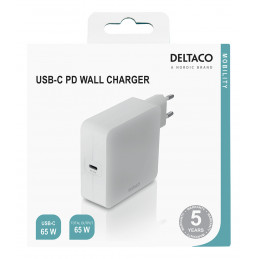 Deltaco USBC-AC140 mobiililaitteen laturi Valkoinen Sisätila