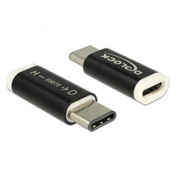 DeLOCK 65678 kaapelin sukupuolenvaihtaja USB 2.0-C USB 2.0 Micro-B Musta, Valkoinen
