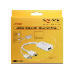 DeLOCK 62496 videokaapeli-adapteri 0,245 m DisplayPort HDMI + USB Valkoinen