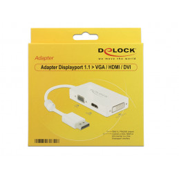 DeLOCK 0.16m DisplayPort VGA+HDMI+DVI-D 0,16 m VGA (D-Sub)+ HDMI + DVI Valkoinen