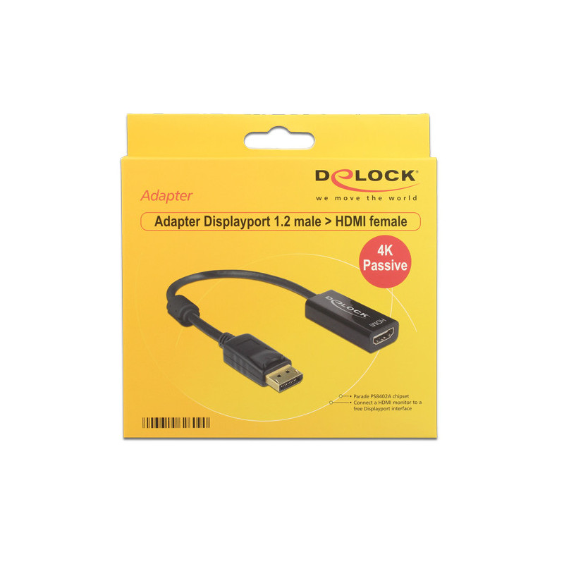 DeLOCK 62609 videokaapeli-adapteri 0,2 m DisplayPort HDMI Musta