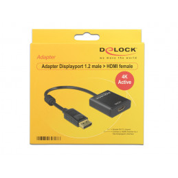 DeLOCK 62607 videokaapeli-adapteri 0,2 m DisplayPort HDMI-tyyppi A (vakio) Musta