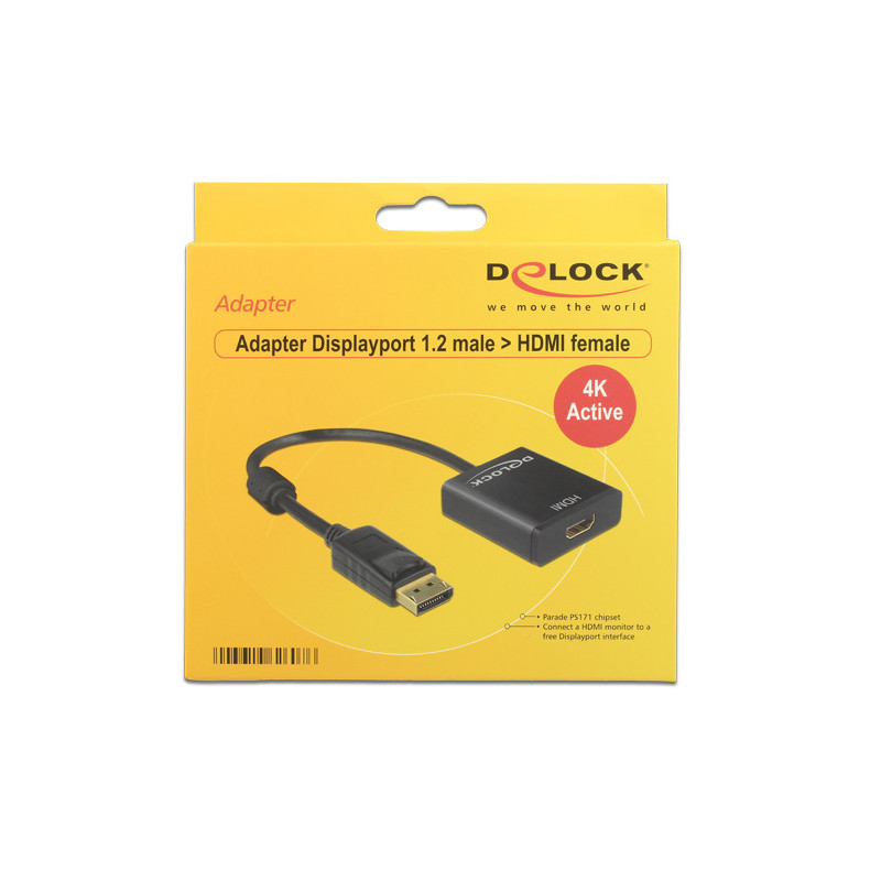 DeLOCK 62607 videokaapeli-adapteri 0,2 m DisplayPort HDMI-tyyppi A (vakio) Musta