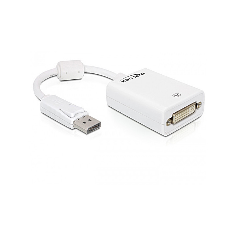 DeLOCK 61765 videokaapeli-adapteri 0,125 m DisplayPort DVI-I Valkoinen