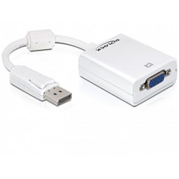 DeLOCK 61766 videokaapeli-adapteri 0,125 m VGA (D-Sub) DisplayPort Valkoinen