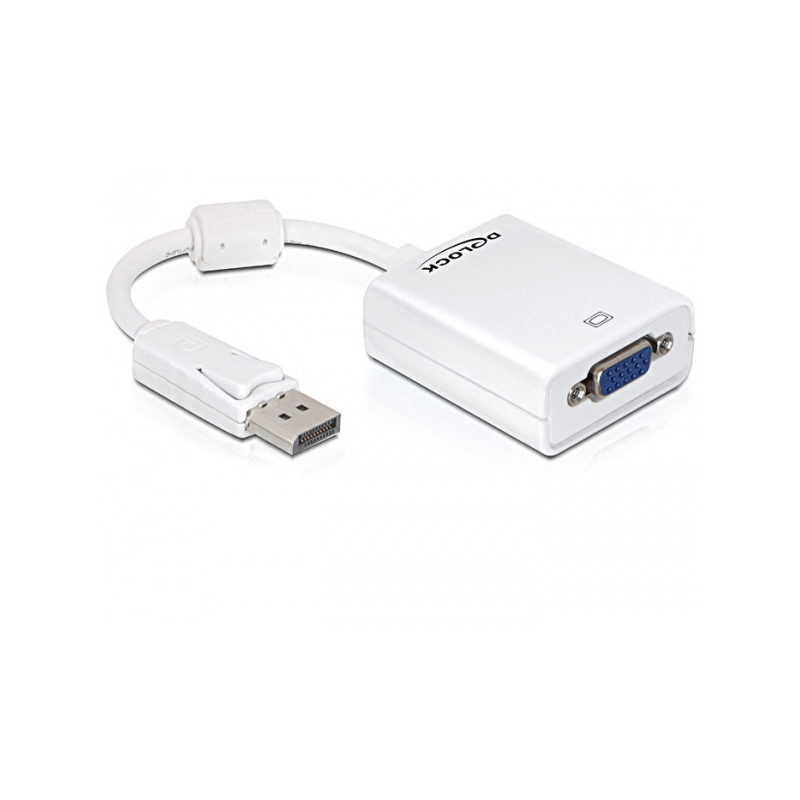 DeLOCK 61766 videokaapeli-adapteri 0,125 m VGA (D-Sub) DisplayPort Valkoinen