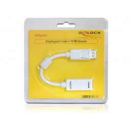 DeLOCK 61767 videokaapeli-adapteri 0,125 m DisplayPort HDMI-tyyppi A (vakio) Valkoinen