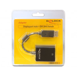 DeLOCK 61847 videokaapeli-adapteri 0,125 m DisplayPort DVI-I Musta