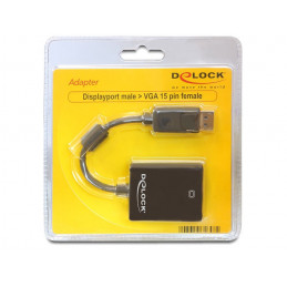 DeLOCK 61848 videokaapeli-adapteri 0,125 m VGA (D-Sub) DisplayPort Musta