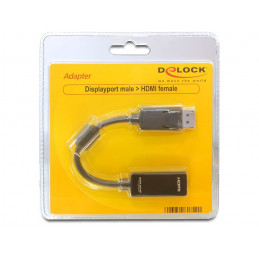 DeLOCK 61849 videokaapeli-adapteri 0,125 m DisplayPort HDMI-tyyppi A (vakio) Musta