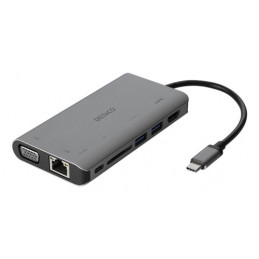 Deltaco USBC-HDMI18 kannettavien tietokoneiden telakka ja porttitoistin Langallinen USB 3.2 Gen 2 (3.1 Gen 2) Type-C Musta