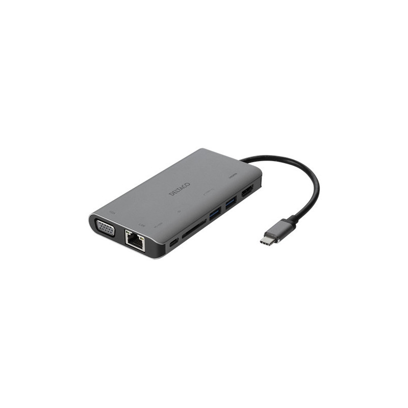 Deltaco USBC-HDMI18 kannettavien tietokoneiden telakka ja porttitoistin Langallinen USB 3.2 Gen 2 (3.1 Gen 2) Type-C Musta