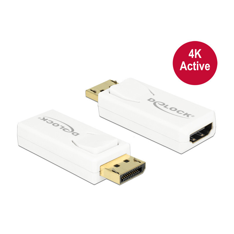 DeLOCK 65580 kaapelin sukupuolenvaihtaja Displayport 1.2 HDMI Valkoinen