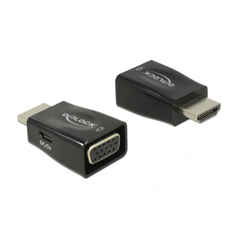 DeLOCK 65902 kaapelin sukupuolenvaihtaja HDMI A VGA Musta