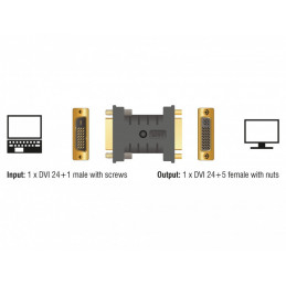 DeLOCK 63313 kaapelin sukupuolenvaihtaja 1 x DVI 24+1 1 x DVI 24+5 Musta