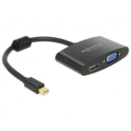 DeLOCK 65553 videokaapeli-adapteri 0,18 m Mini DisplayPort HDMI + VGA (D-Sub) Musta