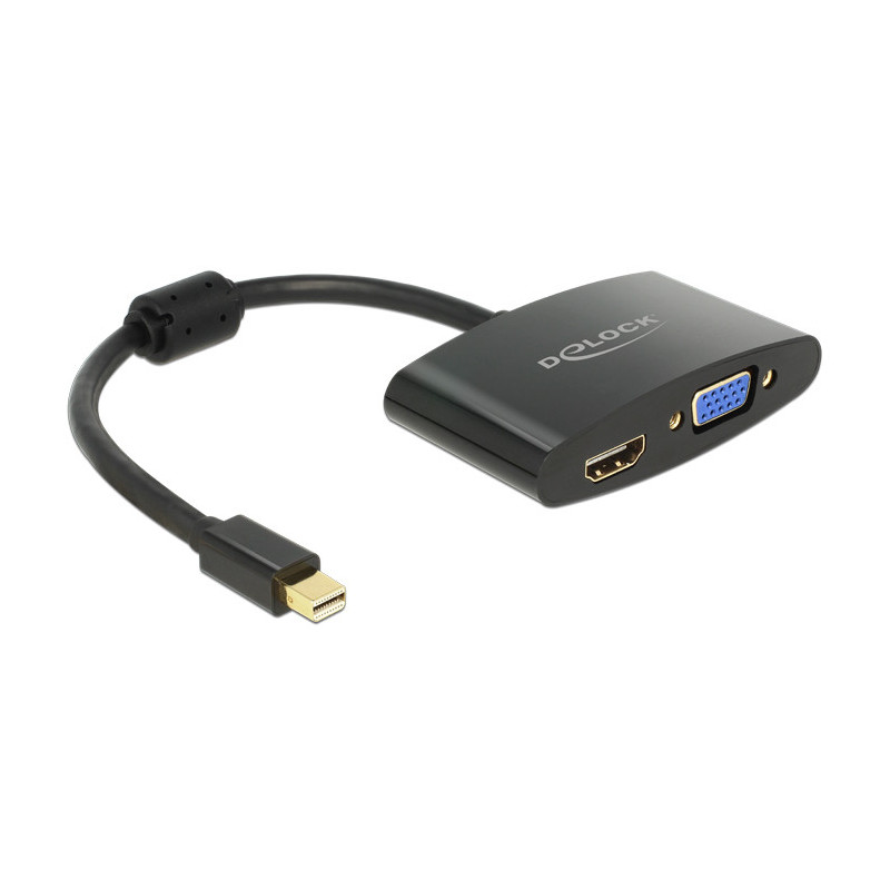 DeLOCK 65553 videokaapeli-adapteri 0,18 m Mini DisplayPort HDMI + VGA (D-Sub) Musta