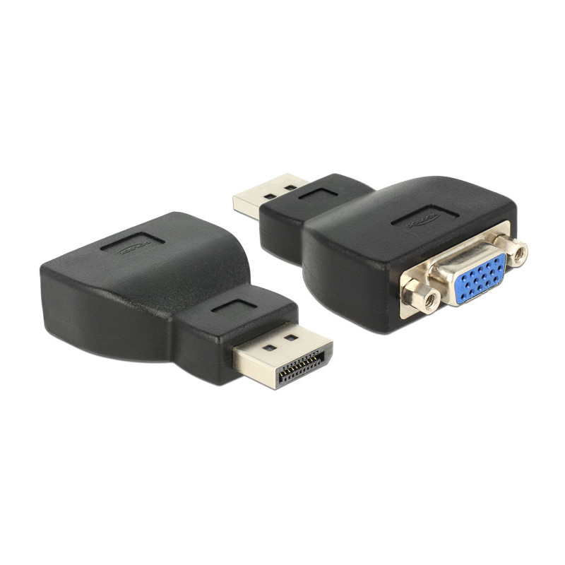 DeLOCK 65567 kaapelin sukupuolenvaihtaja DisplayPort VGA Musta