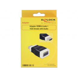 DeLOCK 65586 kaapelin sukupuolenvaihtaja HDMI-A VGA Musta, Valkoinen