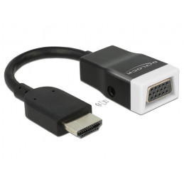 DeLOCK 65587 videokaapeli-adapteri HDMI-tyyppi A (vakio) VGA (D-Sub) + 3.5mm Musta, Valkoinen