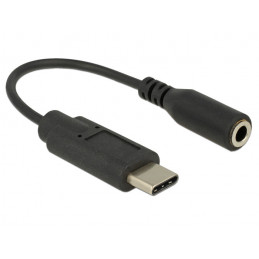 DeLOCK 65842 matkapuhelimen kaapeli Musta 0,14 m USB C 3.5mm