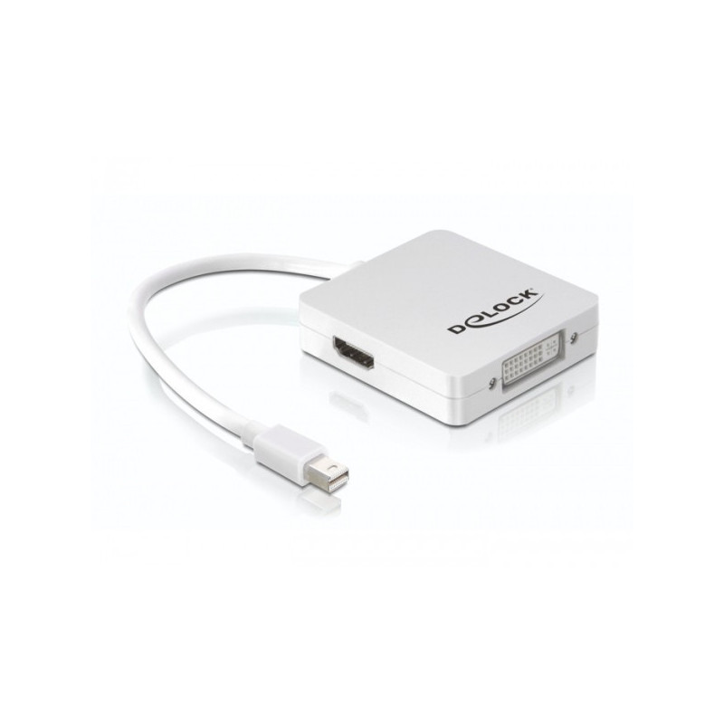 DeLOCK 61768 videokaapeli-adapteri 0,24 m Mini DisplayPort DisplayPort + DVI + HDMI Valkoinen