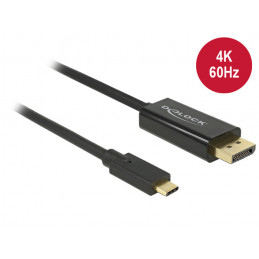 DeLOCK 85256 videokaapeli-adapteri 2 m USB Type-C DisplayPort Musta