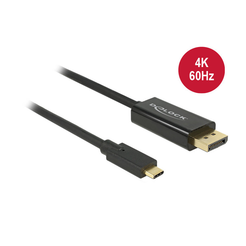 DeLOCK 85256 videokaapeli-adapteri 2 m USB Type-C DisplayPort Musta